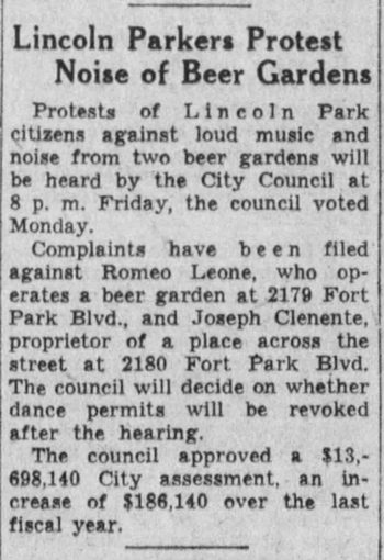 Sidestreet Lounge (Leones Lounge) - May 1939 Noise Complaints (newer photo)